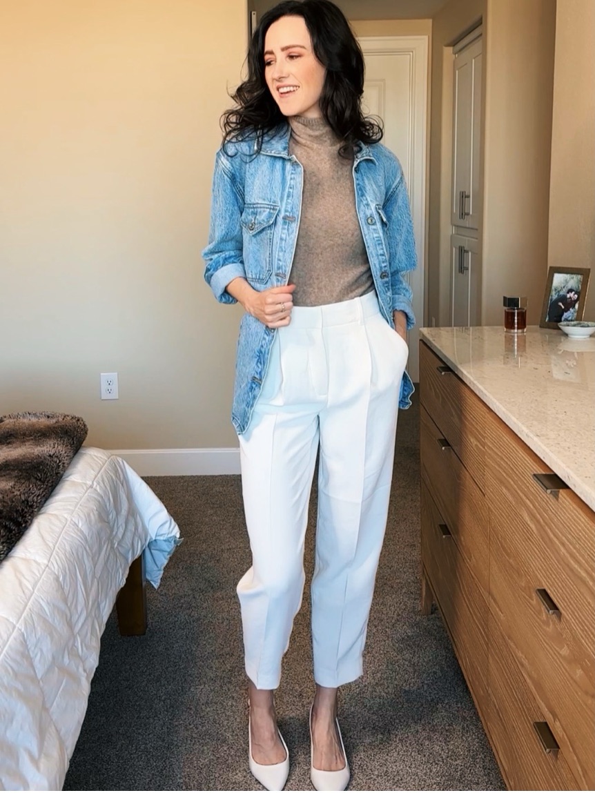Aritzia Cream Tailored Pants